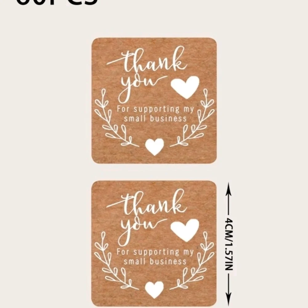 ✨️🤎 60 Thank You”  brown Square Stickers ✨️🤎